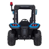 JOKO Elektrický traktor s vlečkou Blast 2x200W 24V, penové kolesá, kožené sedadlo, modrý