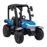 JOKO Elektrický traktor s vlečkou Blast 2x200W 24V, penové kolesá, kožené sedadlo, modrý