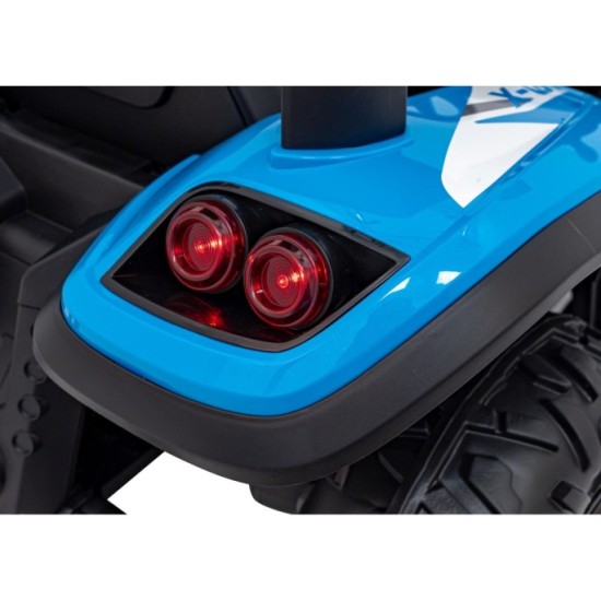 JOKO Elektrický traktor s vlečkou Blast 2x200W 24V, penové kolesá, kožené sedadlo, modrý