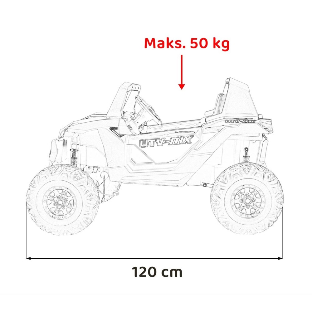 JOKO Elektrické autíčko Buggy UTV-MX 2000N 4x75W s LED Svetlom nad Sedadlom, Dvojmiestne kožené sedadlo, penové kolesá, nosnosť