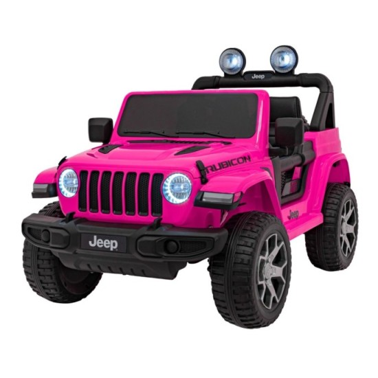 JOKO Elektrické autíčko JEEP Wrangler Rubicon 4x4, penové kolesá, kožené sedadlo, FM rádio, ružové