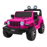 JOKO Elektrické autíčko JEEP Wrangler Rubicon 4x4, penové kolesá, kožené sedadlo, FM rádio, ružové