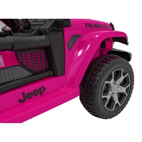 JOKO Elektrické autíčko JEEP Wrangler Rubicon 4x4, penové kolesá, kožené sedadlo, FM rádio, ružové