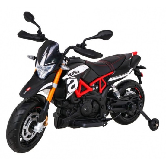 JOKO Elektrická Motorka Aprilia, penové kolesá, kožené sedadlo, čierna