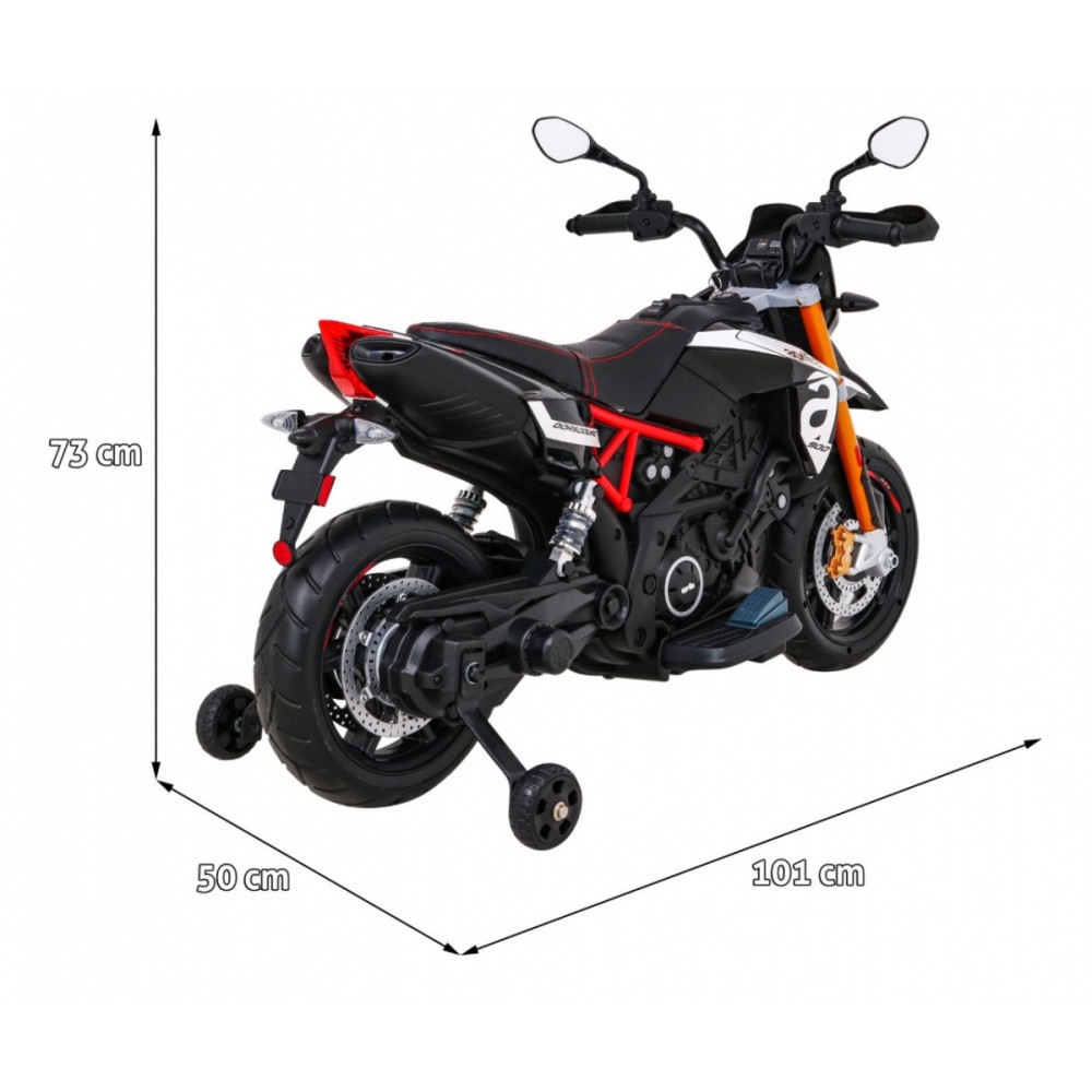 JOKO Elektrická Motorka Aprilia, penové kolesá, kožené sedadlo, čierna