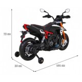 JOKO Elektrická Motorka Aprilia, penové kolesá, kožené sedadlo, čierna