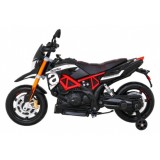JOKO Elektrická Motorka Aprilia, penové kolesá, kožené sedadlo, čierna