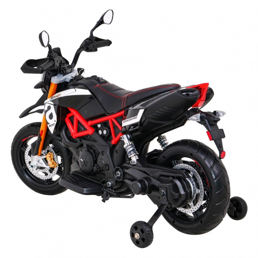 JOKO Elektrická Motorka Aprilia, penové kolesá, kožené sedadlo, čierna