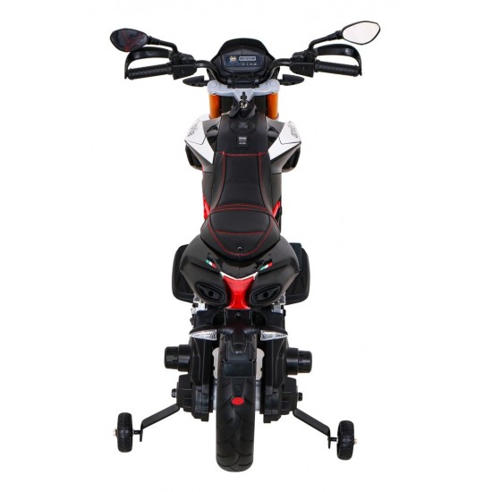 JOKO Elektrická Motorka Aprilia, penové kolesá, kožené sedadlo, čierna