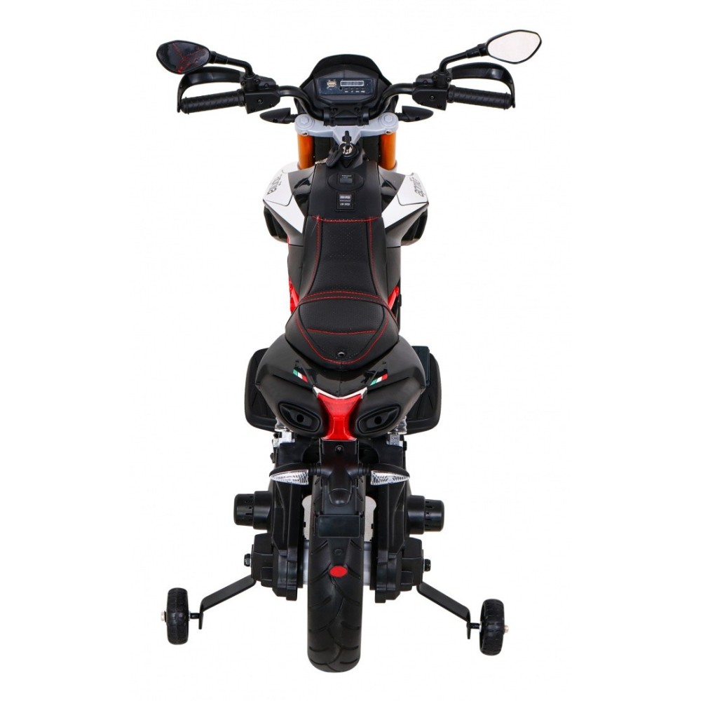 JOKO Elektrická Motorka Aprilia, penové kolesá, kožené sedadlo, čierna