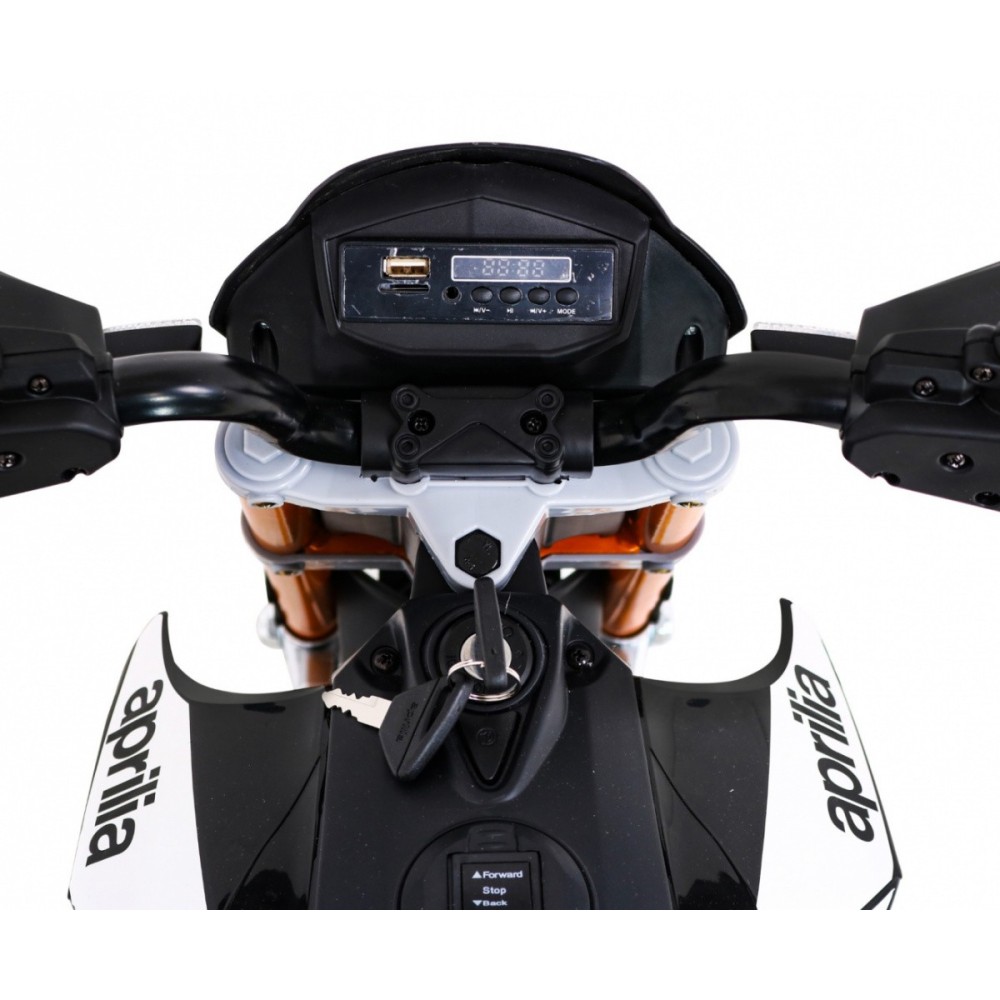 JOKO Elektrická Motorka Aprilia, penové kolesá, kožené sedadlo, čierna