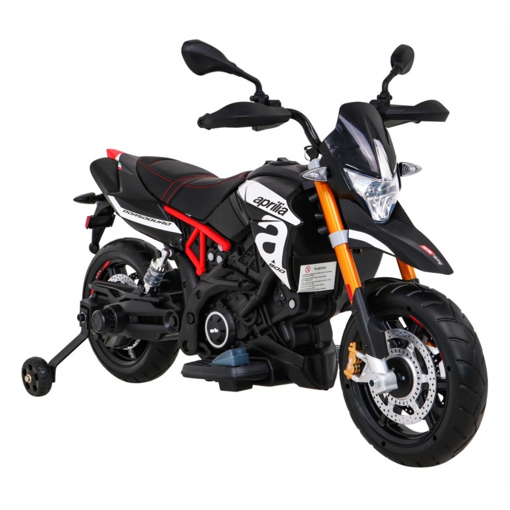 JOKO Elektrická Motorka Aprilia, penové kolesá, kožené sedadlo, čierna