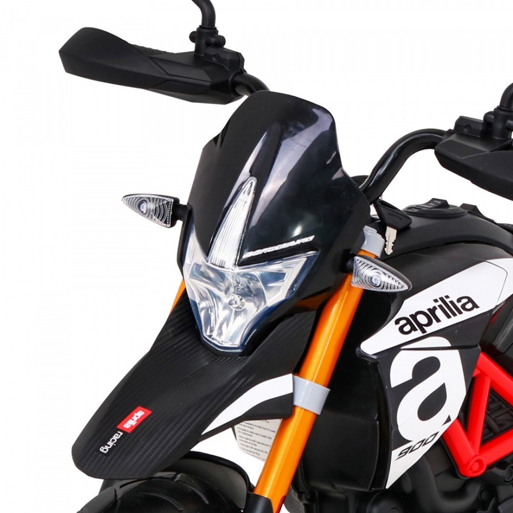 JOKO Elektrická Motorka Aprilia, penové kolesá, kožené sedadlo, čierna
