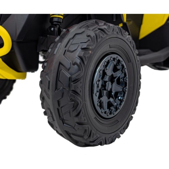 JOKO Elektrická Štvorkolka Maverick ATV 2x200W 24V, kožené sedadlo, penové kolesá, FM rádio, žltá