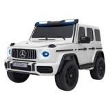 JOKO Veľké Elektrické Autíčko Mercedes Benz G63 AMG XXL STRONG 2x280W, 2x24V, Dvojmiestne kožené sedadlo, penové kolesá, biele