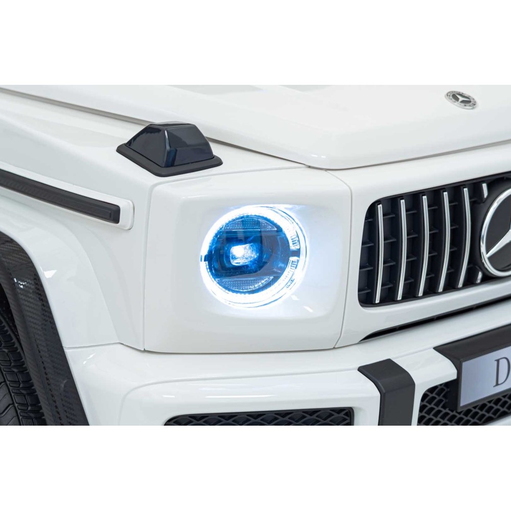 JOKO Veľké Elektrické Autíčko Mercedes Benz G63 AMG XXL STRONG 2x280W, 2x24V, Dvojmiestne kožené sedadlo, penové kolesá, biele