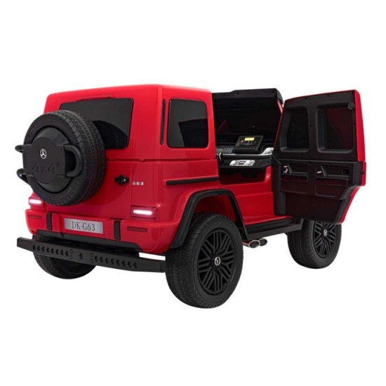 JOKO Veľké Elektrické Autíčko Mercedes Benz G63 AMG XXL STRONG 2x280W, 2x24V, Dvojmiestne kožené sedadlo, penové kolesá, červené