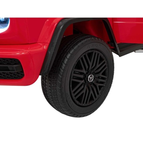 JOKO Veľké Elektrické Autíčko Mercedes Benz G63 AMG XXL STRONG 2x280W, 2x24V, Dvojmiestne kožené sedadlo, penové kolesá, červené