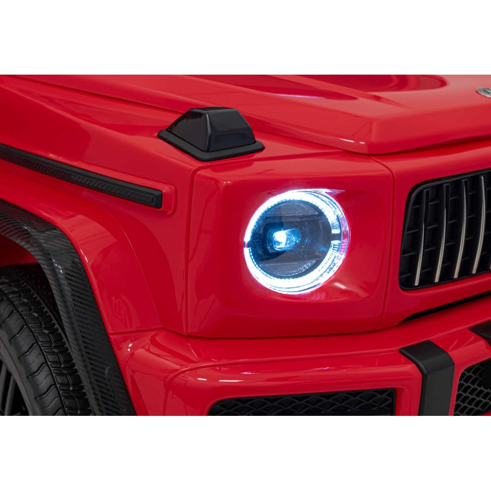 JOKO Veľké Elektrické Autíčko Mercedes Benz G63 AMG XXL STRONG 2x280W, 2x24V, Dvojmiestne kožené sedadlo, penové kolesá, červené