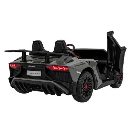 JOKO Veľké Elektrické Autíčko Lamborghini Aventador SV, kožené sedadlo, penové kolesá, nosnosť 100kg, 2x200W, 24V, sivé