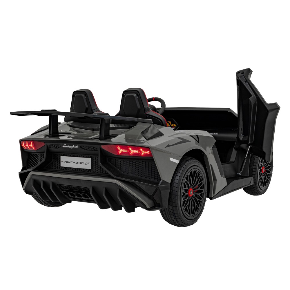 JOKO Veľké Elektrické Autíčko Lamborghini Aventador SV, kožené sedadlo, penové kolesá, nosnosť 100kg, 2x200W, 24V, sivé