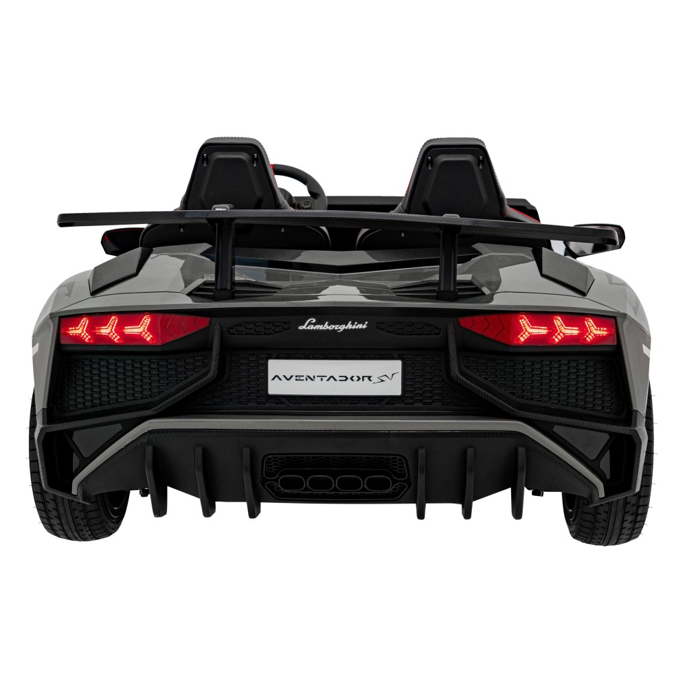 JOKO Veľké Elektrické Autíčko Lamborghini Aventador SV, kožené sedadlo, penové kolesá, nosnosť 100kg, 2x200W, 24V, sivé