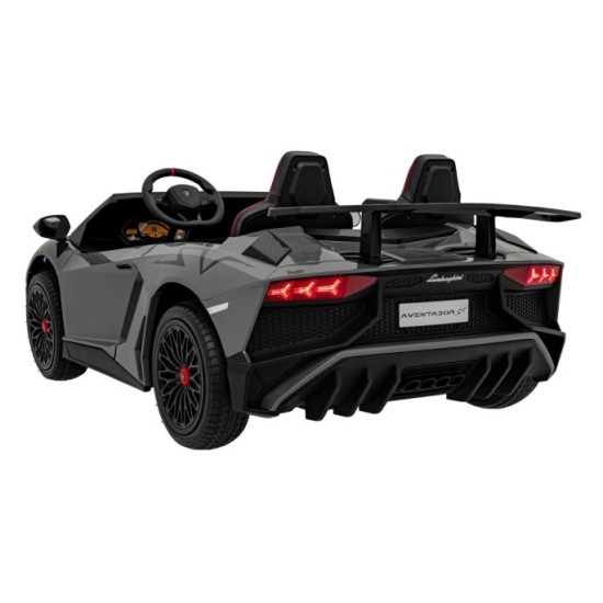 JOKO Veľké Elektrické Autíčko Lamborghini Aventador SV, kožené sedadlo, penové kolesá, nosnosť 100kg, 2x200W, 24V, sivé