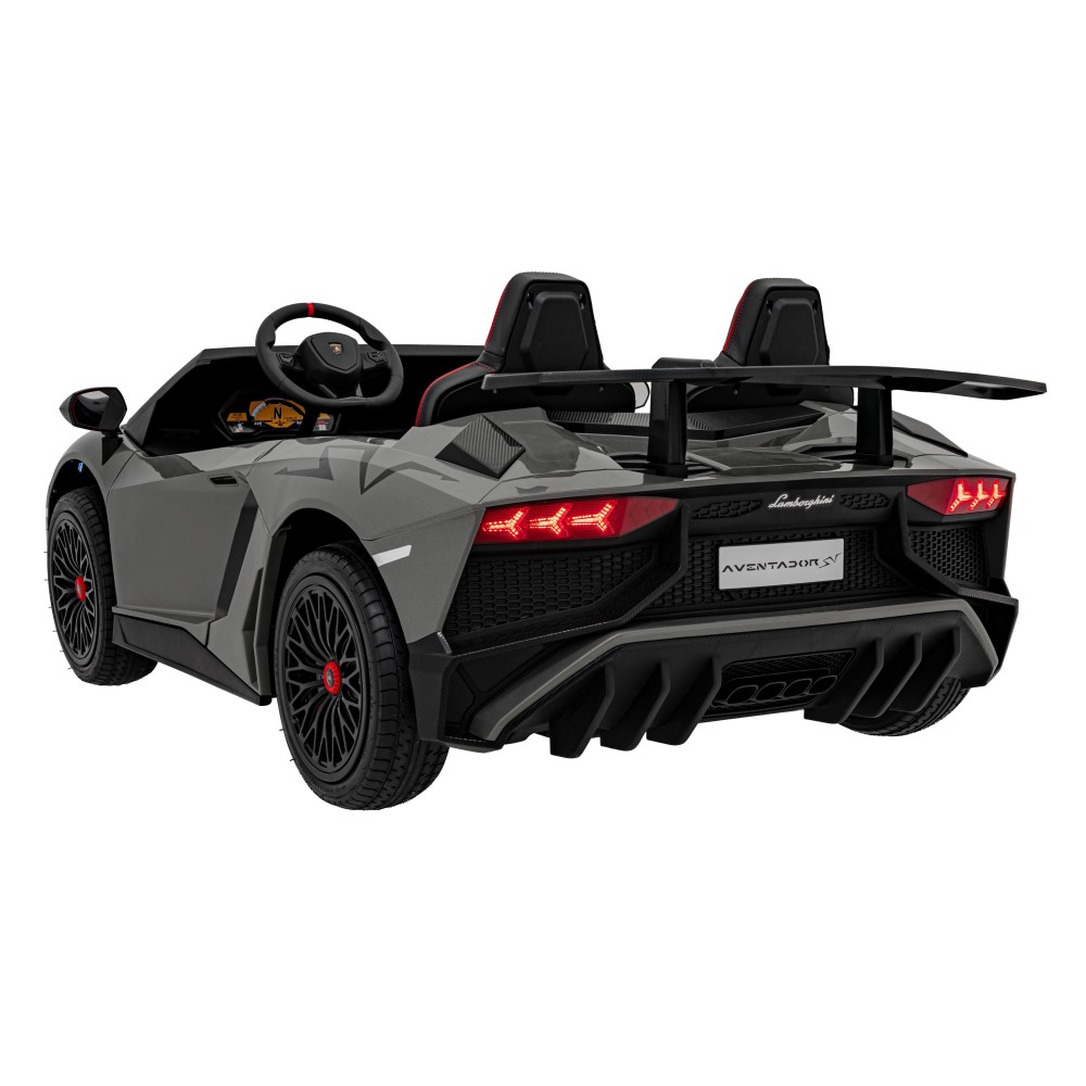 JOKO Veľké Elektrické Autíčko Lamborghini Aventador SV, kožené sedadlo, penové kolesá, nosnosť 100kg, 2x200W, 24V, sivé
