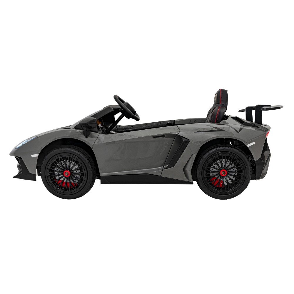 JOKO Veľké Elektrické Autíčko Lamborghini Aventador SV, kožené sedadlo, penové kolesá, nosnosť 100kg, 2x200W, 24V, sivé