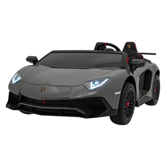 JOKO Veľké Elektrické Autíčko Lamborghini Aventador SV, kožené sedadlo, penové kolesá, nosnosť 100kg, 2x200W, 24V, sivé