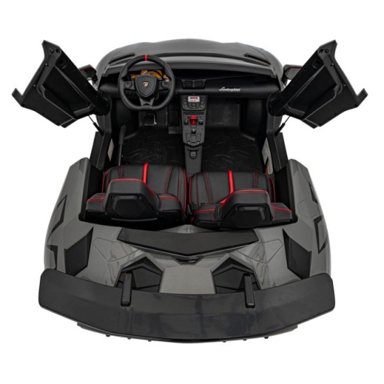 JOKO Veľké Elektrické Autíčko Lamborghini Aventador SV, kožené sedadlo, penové kolesá, nosnosť 100kg, 2x200W, 24V, sivé