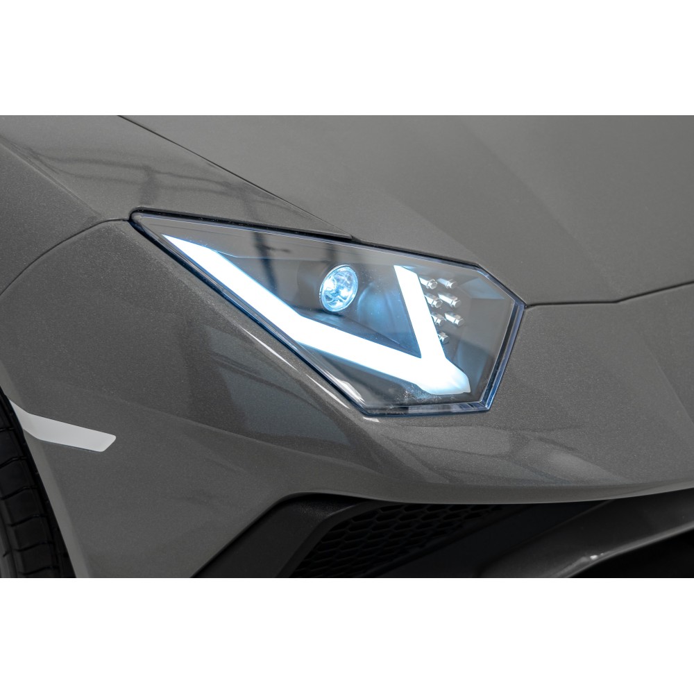 JOKO Veľké Elektrické Autíčko Lamborghini Aventador SV, kožené sedadlo, penové kolesá, nosnosť 100kg, 2x200W, 24V, sivé