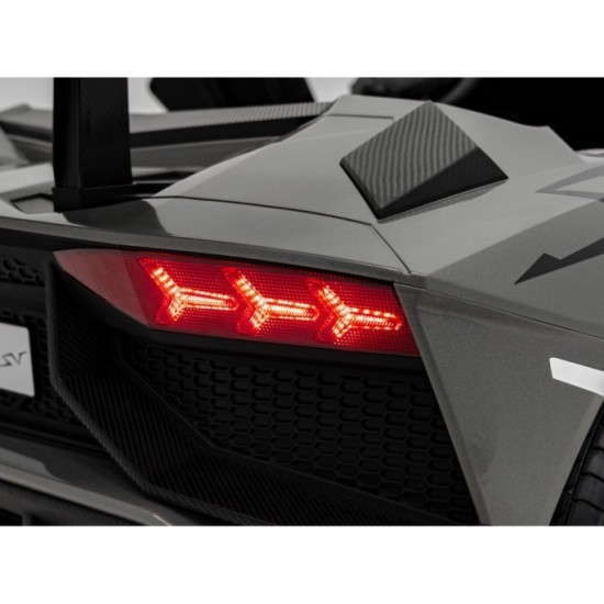 JOKO Veľké Elektrické Autíčko Lamborghini Aventador SV, kožené sedadlo, penové kolesá, nosnosť 100kg, 2x200W, 24V, sivé