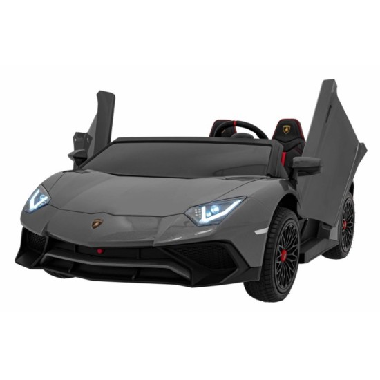 JOKO Veľké Elektrické Autíčko Lamborghini Aventador SV, kožené sedadlo, penové kolesá, nosnosť 100kg, 2x200W, 24V, sivé