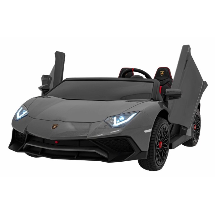 JOKO Veľké Elektrické Autíčko Lamborghini Aventador SV, kožené sedadlo, penové kolesá, nosnosť 100kg, 2x200W, 24V, sivé