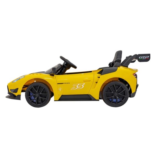 JOKO Elektrické Autíčko Maserati MC20 GT2 4x4, penové kolesá, kožené sedadlo, Rádio, žlté