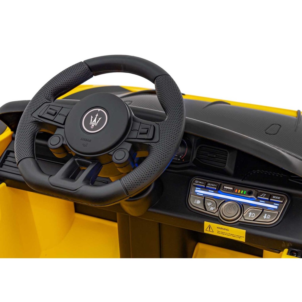 JOKO Elektrické Autíčko Maserati MC20 GT2 4x4, penové kolesá, kožené sedadlo, Rádio, žlté