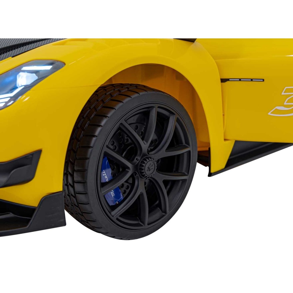 JOKO Elektrické Autíčko Maserati MC20 GT2 4x4, penové kolesá, kožené sedadlo, Rádio, žlté