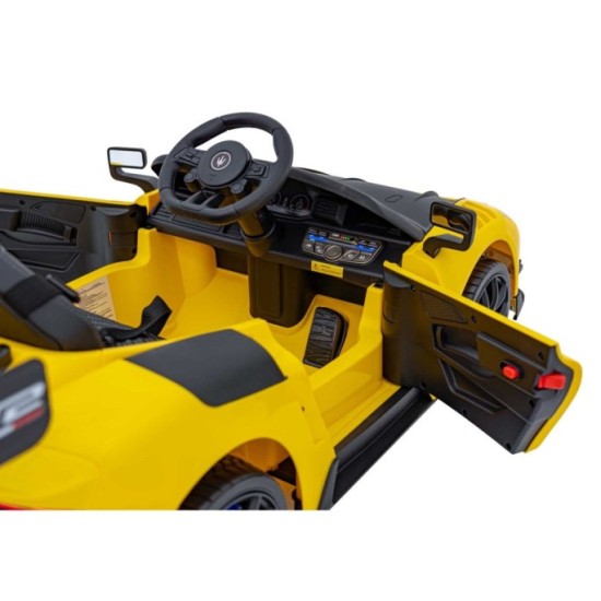 JOKO Elektrické Autíčko Maserati MC20 GT2 4x4, penové kolesá, kožené sedadlo, Rádio, žlté