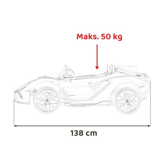 JOKO Elektrické Autíčko Lamborghini SIAN 4x4 400W 24V, Dvojmiestne Kožené sedadlo + Sedadlo pre RODIČA, penové kolesá, nosnosť 5