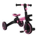 SporTrike Odrážadlo, bicykel Happy Bike 3v1 s Vodiacou tyčou, gumové kolesá, ružové