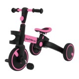 SporTrike Odrážadlo, bicykel Happy Bike 3v1 s Vodiacou tyčou, gumové kolesá, ružové