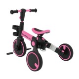 SporTrike Odrážadlo, bicykel Happy Bike 3v1 s Vodiacou tyčou, gumové kolesá, ružové