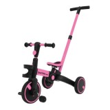 SporTrike Odrážadlo, bicykel Happy Bike 3v1 s Vodiacou tyčou, gumové kolesá, ružové