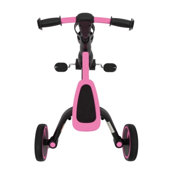 SporTrike Odrážadlo, bicykel Happy Bike 3v1 s Vodiacou tyčou, gumové kolesá, ružové