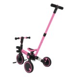 SporTrike Odrážadlo, bicykel Happy Bike 3v1 s Vodiacou tyčou, gumové kolesá, ružové
