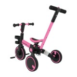 SporTrike Odrážadlo, bicykel Happy Bike 3v1 s Vodiacou tyčou, gumové kolesá, ružové