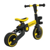SporTrike Odrážadlo, bicykel Happy Bike 3v1 s Vodiacou tyčou, gumové kolesá, žlté