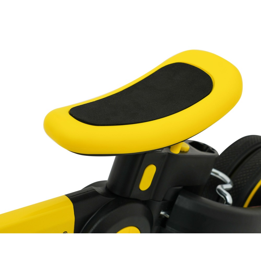 SporTrike Odrážadlo, bicykel Happy Bike 3v1 s Vodiacou tyčou, gumové kolesá, žlté