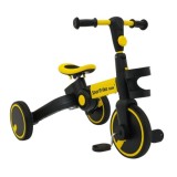 SporTrike Odrážadlo, bicykel Happy Bike 3v1 s Vodiacou tyčou, gumové kolesá, žlté
